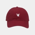 Detailed close-up of the eagle embroidery on the burgundy cotton baseball cap - Adjustable / Burgundy