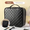 Quilted black cosmetic organizer bag with top handle and 26x23.5cm dimensions - Diamond Pattern Black Without Mirror (26X23.5X9.5)