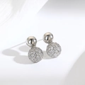 Elegant silver 18k plated double ball earrings with sparkling pave-set cubic zirconia - 双球镶钻款式(银色)