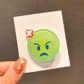 Fermaglio per capelli con emoji arrabbiata verde in acrilico lucido e colori vivaci - Faccia Furiosa