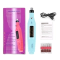 Kit mini trapano per unghie rosa e blu con cavo USB e 6 punte abrasive in metallo - A106-13 Blu Chiaro USB In Scatola