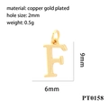 Detailed view of golden letter F pendant with precise size and weight measurements - Letter F