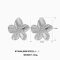 Boucles d'oreilles fleur en acier inoxydable argenté, taille 3,2 cm et poids 12,5 g - Boucles d'Oreilles Fleur Simple Polie (ZN819-D) / Argenté