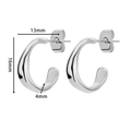 Detail showing dimensions of silver C-shape triple-layer earrings at 16mm height - Silver Minimalist Chunky C-Hoop (E3632P)