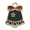 Ciondolo campana di Natale in smalto rosso con fiocco dorato per gioielli DIY - Campana Verde (14207) / 1 Pezzo (13x17mm) / Verde