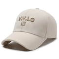 Beige cotton baseball cap with gold V.V.I.G embroidery and adjustable back strap - Light Beige
