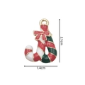 Christmas candy cane pendant in red and white enamel with green bow, 1.4cm x 2.1cm size - 2318 Bow Candy Cane