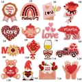 Detail of 16pcs Mother's Day embroidery patches with hearts and floral patterns - 16-Piece Combination Set