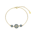 Elegant gold S925 sterling silver bracelet featuring blue zircon evil eye charms - Multi-Eye Ornate Style / Gold
