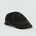 Vintage black denim flat cap for men and women with adjustable side metal buckle - Denim Black