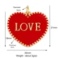 Red enamel heart charm with golden LOVE lettering and 21mm size specification - Red-Heart Love