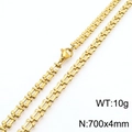Golden titanium steel watchband chain necklace 700x4mm with sleek lobster clasp finish - Gold Color Necklace 70cm (KN289999-Z)