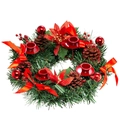 Christmas advent wreath with red poinsettia flowers and four red candle holders - 30cm Red Candle Wreath