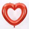 Detail of 40-inch large red hollow heart foil balloon for romantic party decorations - 40 Inch / Red