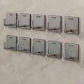 Set of 10 matte grey 304 stainless steel L-shaped adhesive hooks with SUS304 stamp - Gun Gray - 10 Pieces