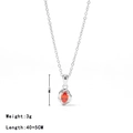 Collana in titanio argento con ciondolo in gemma rossa ovale e catena regolabile - Argento-Strass Rosso