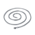 Collana a catena box da uomo in acciaio inossidabile argento lucido con chiusura a moschettone - Argento Larghezza 3mm Lunghezza 55cm