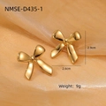 Elegant gold bow earrings in polished stainless steel on a luxurious silk background - Gold Bowknot Stud Earrings (NMSE-D435-1)