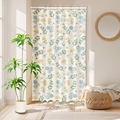 Minimalist curtain featuring yellow and blue floral patterns for a cozy bedroom look - Flower World [Hook Ring] Single Panel