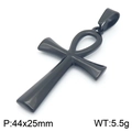 Ciondolo croce Ankh egiziana nera in acciaio inossidabile amuleto retrò da 44x25mm - Ciondolo Ankh Piccolo (Senza Catena) (KP115587-KFC) / Nero