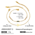 Bracciale multistrato in acciaio inossidabile dorato con pietra blu e ciondolo croce - Stile Zircone Rettangolare Blu Chiaro (JDB2410027-3)