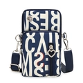 Bolso bandolera azul marino con estampado de letras y tiradores de corazón - Alfabeto