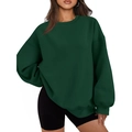 Oversized deep green hoodie with dropped shoulders and thick warmth-retaining fabric - Dark Green