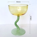 Yellow glass dessert cup with wavy green stem and base measuring 93x138mm - 240ml / Yellow Cup/Green Stem