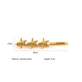 Pasador de estrella de mar dorada en acero inoxidable con perlas blancas de 60mm - Tres Estrellas de Mar Tres Perlas-F906