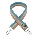 Dettaglio tracolla regolabile in tessuto con fili metallici color oro e argento lucido - Blu/Rosa Cachi + Fibbia Argentata