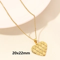 Golden heart pendant necklace in 18k gold plating, size 20x22mm for elegant jewelry - Woven Texture Heart - Gold (S819-G+N22-G)