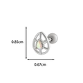Silver teardrop mesh cartilage stud earring with opal inlay and ball screw back - 4# / Silver
