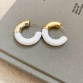 Boucles d'oreilles minimalistes en forme de feuille dorée avec perles sur un livre - 53# Tige en argent-Blanc-Forme C