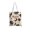 Vue détaillée du sac fourre-tout en toile crème avec imprimé œil et lune gothique - Beige Gothique Œil de Lune (jiayingstd106)