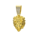 Macro shot of gold lion head pendant featuring sparkling rhinestones on the bail - Gold Pendant Only