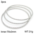 Three-piece stackable twisted rope bangles in silver finish with a 70mm diameter - 3-Piece Set Steel Color