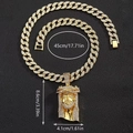 Detail of gold iced out Jesus head pendant with 45cm Cuban chain and size markings - 18-inch Cuban Chain Set / Gold