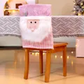 Housse de chaise Père Noël à paillettes roses avec barbe en peluche et taille 47x50cm - Père Noël Rose