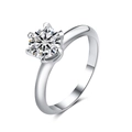Classic six-prong S925 sterling silver ring with 1-carat round moissanite stone - Adjustable Open / 5-carat Premium White Moissanite (gra Certificate)