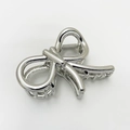 Elegant silver metal bow hair claw clip with a minimalist sleek design for women - No.10 Silver Bow