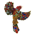 Vintage hummingbird brooch with colorful rhinestones in a flying bird design - Multicolor (Large)
