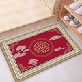 Red New Chinese style entryway mat with golden blessing pattern and non-slip texture - 50x80cm / New Chinese Entryway Style 002 (Red Fu)