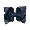 Sparkling dark blue sequin hair bow clip for girls, 6 inch festive hair accessory - 6-Dark Blue