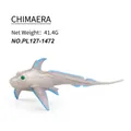 Lifelike silver chimaera deep sea creature model toy with blue fins on white background - Silver Chimaera Style (PL127-1472)