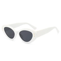White cat-eye sunglasses with gold star studs and dark lenses for a retro chic look - White Frame Dark Grey Lens