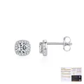 Halo setting D color moissanite earrings in 925 silver with GRA professional certificate - 925 Silver / Square Style (MSE0042)