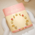 Titanium steel stud earrings set featuring starfish, mushroom, and heart in gold finish - Gold Mushroom Starfish (E1887-1)