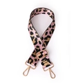 Pink leopard print woven bag strap with golden metal swivel hooks and buckles - 1002 Leopard Pink