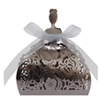 Detailed view of champagne gold girl silhouette candy box with laser cut floral patterns - Mirror Grey