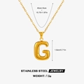Gold stainless steel puffy letter G necklace with a 3D balloon texture finish - Letter G